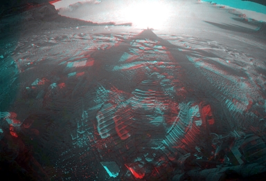 abendlicher Blick zurück in 3D am 12. August 2008