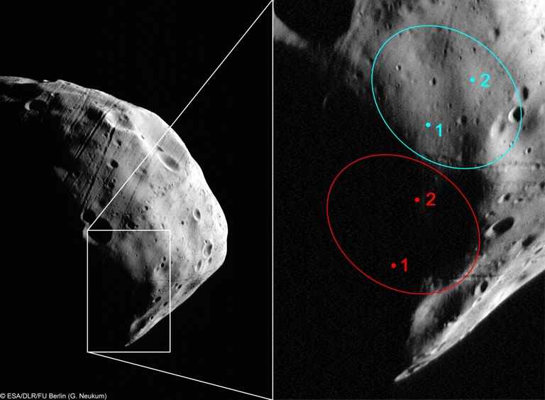 m�gliche Landepl�tze auf Phobos 